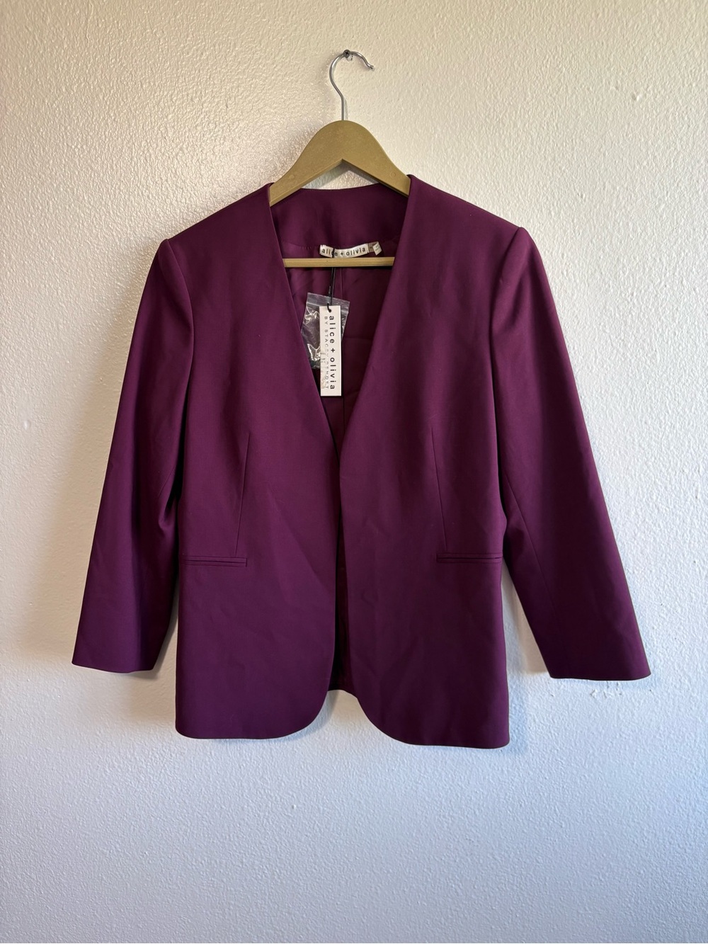 NEW Alice + Olivia Size Small Purple Open Front Blazer Office Preppy‎ Business